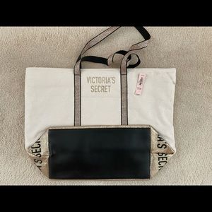 Gold glitter Victoria’s Secret tote bag